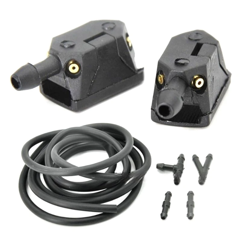 Adjusted 4 Way Car Universals Windscreen Washer Wiper Water Jet Nozzles With Hoses Pipe