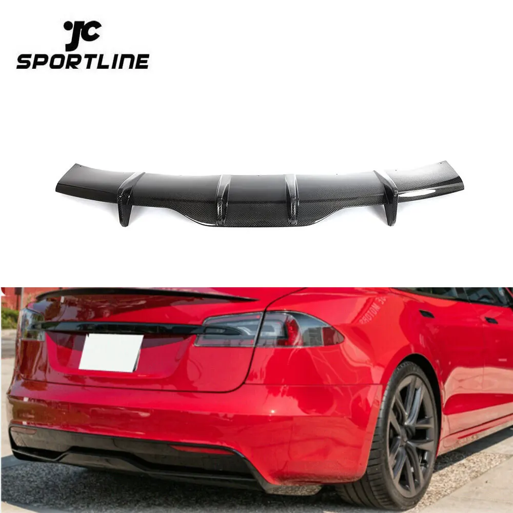 Factory Made Car Carbon Rear Diffuser Lip For Tesla Model S Plaid 2021-2023 JC Style