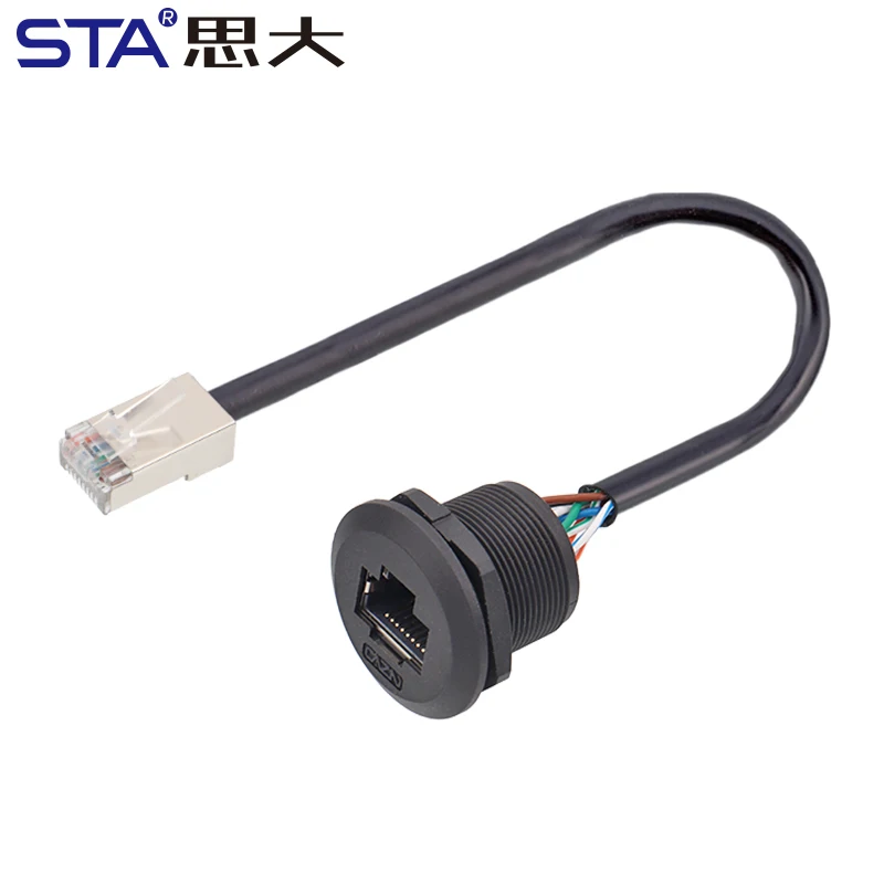 IP67 EP Panel Front Mount Threaded CAT6 RJ45 8 Pins Network Port Female Socket Male Straight Industrial Aviation Plug Connector