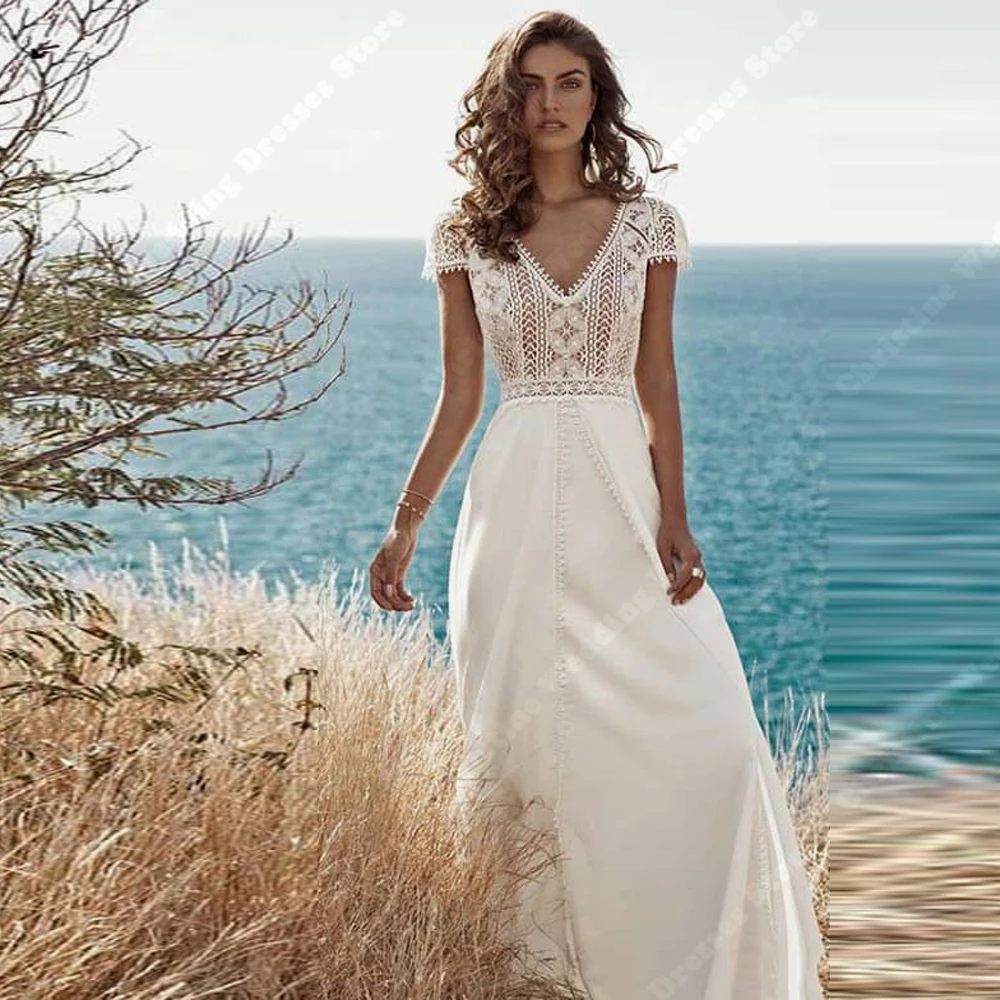 

Bohemia A-Line Wedding Dresses For Women Elegant Sleeveless Backless Bridal Gowns Princess Banquet Vestidos De Novia Customized