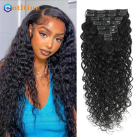 Water Wave Clip In Hair Extension Human Hair Brazilian Hair Weave Clip Brazilian Human Hair 8 Pcs/Set Thick End Double Weft 120g