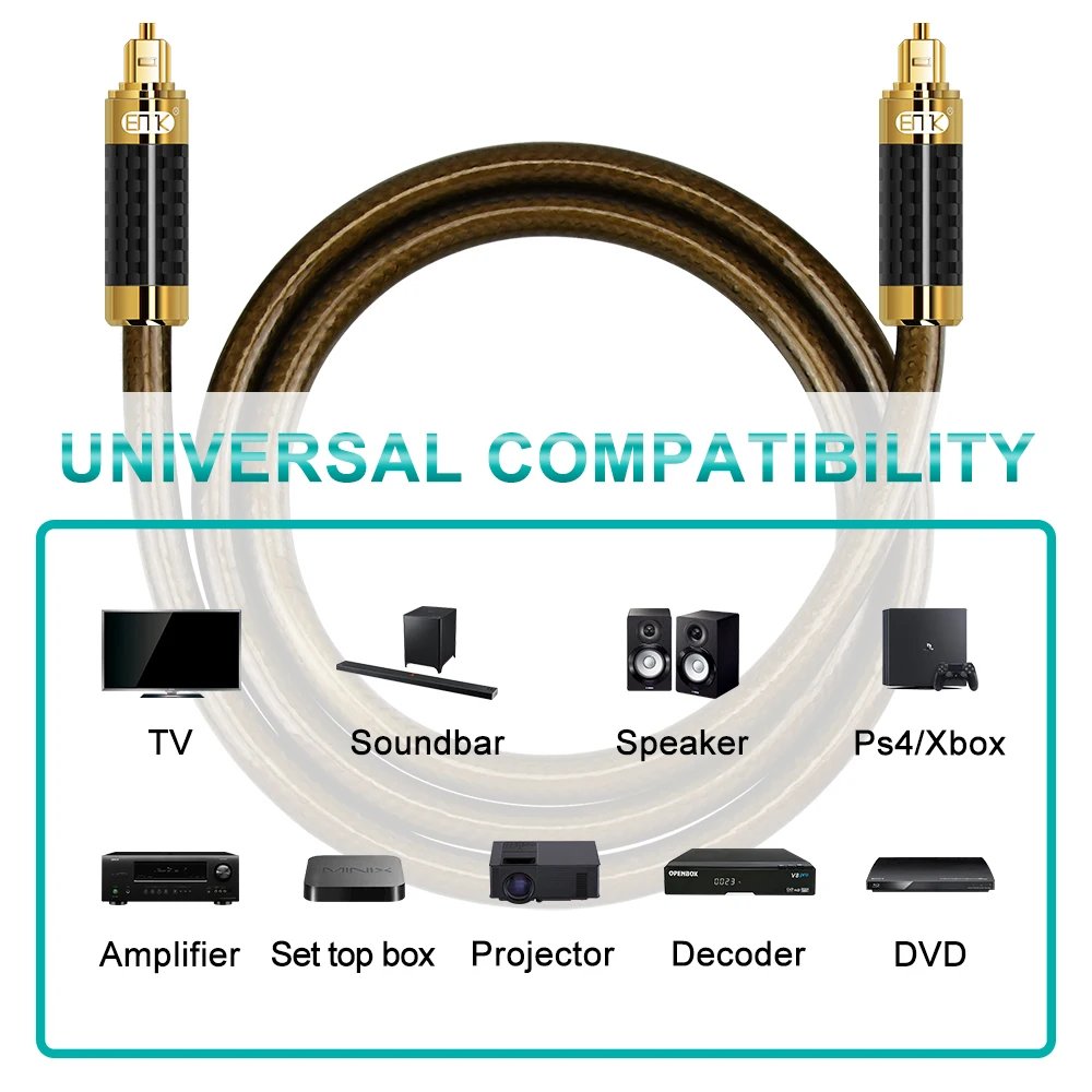 EMK Optical Audio Cable Digital Sound SPDIF Coaxial Cord Toslink Fiber Optic Cable OD8.0