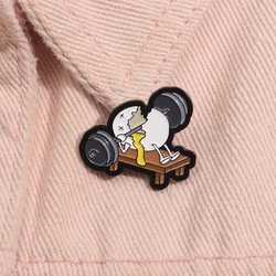Egg Weightlifting Enamel Pins Fitness Exercise Weightlifting Equipment CartoonMetal Brooch Lapel Badges Jewelry Gift Wholesale