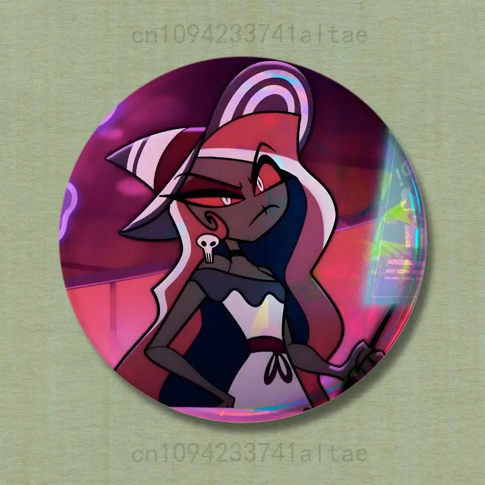 Velvette H-Hazbin Hotel Badges Round Cosplay Pin Bag Decor Fans Collect Friends Gifts Brooch Souvenir