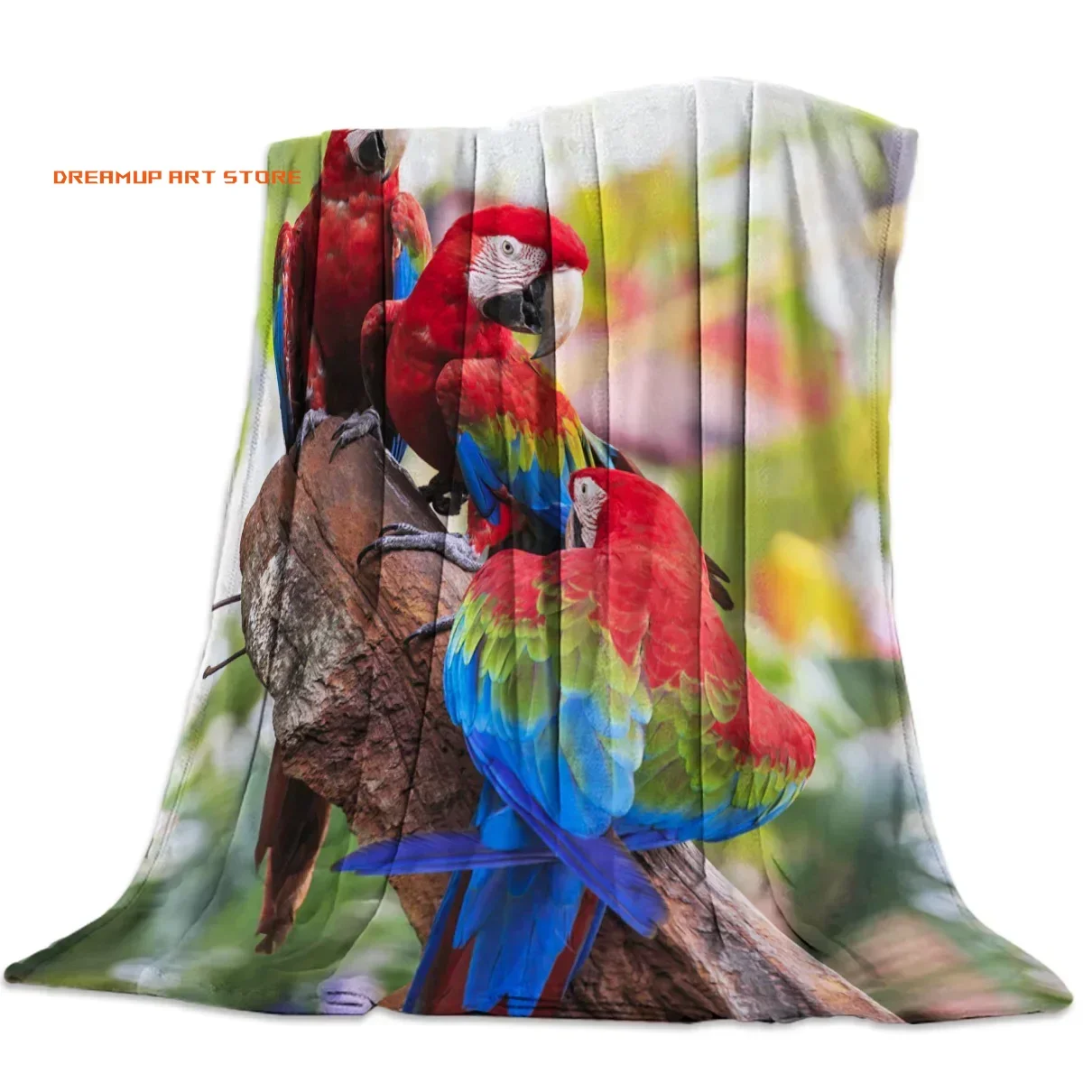 2026 Parrot Throw Blanket Portrait Of Blue Macaw Bird Decorative Soft Warm Cozy Flannel Plush Throws Blanket For Bedding Sofa Co