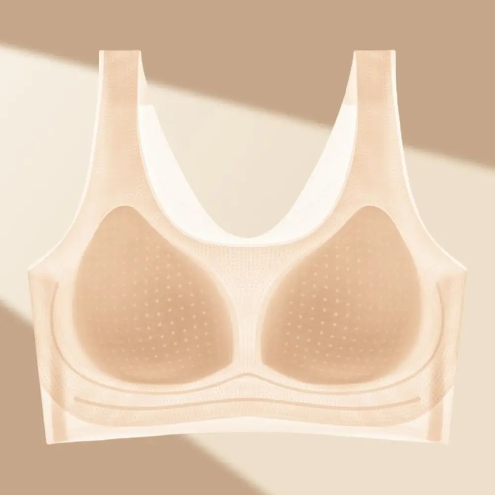 밀착형 무선 딥 V 브라 충격 방지 Traceless 얇은 얼음 실크 브래지어 모아진 가슴 처짐 방지 푸시 업 속옷