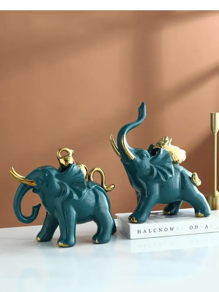 

#For Simulation Animal Sculpture Ceramic Elephant Golden Hollow Out Crafts Ornaments Home Decoration&