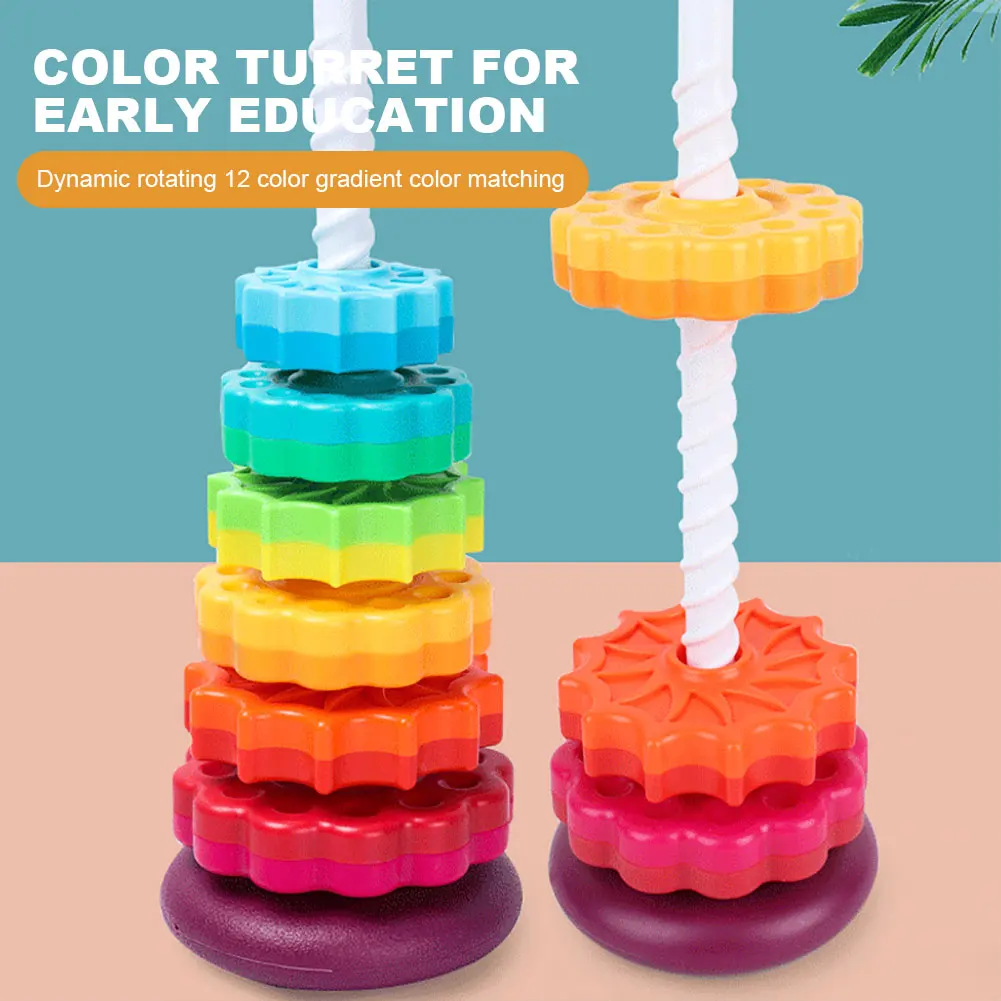 Gears Stacking Rings Toy Eco-Friendly Spinning Wheel Toy Smooth Spining Tower Building Blocks Safe for Kids Holiday Toys