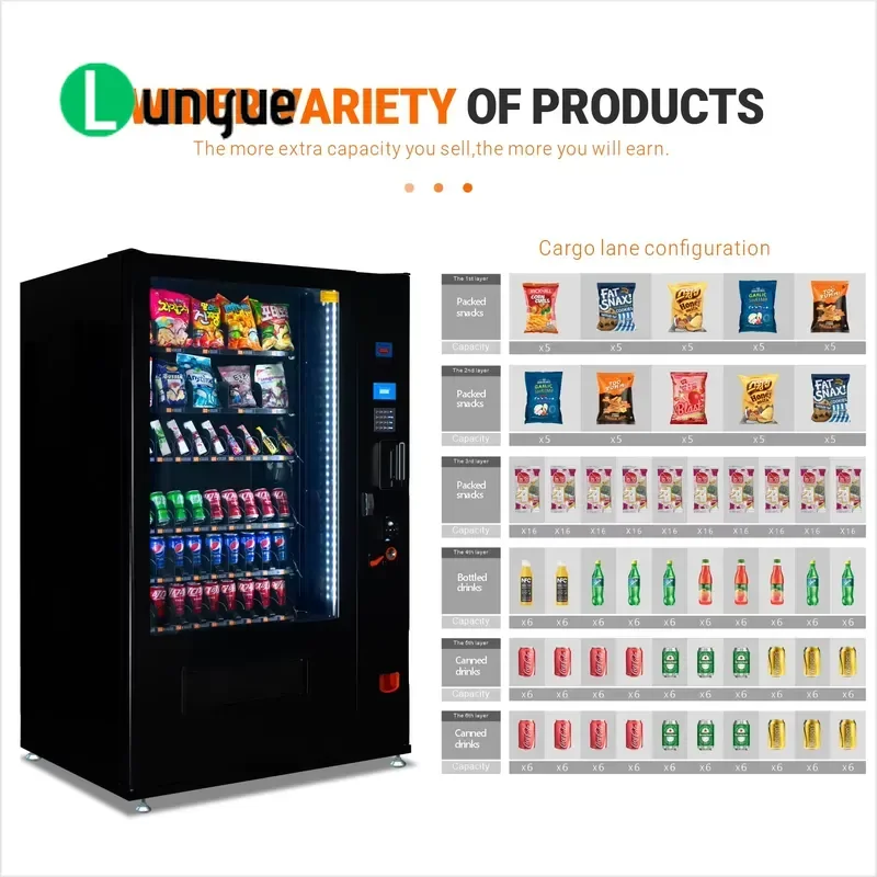 Vending Machine for Snacks and Drinks Coin Operated Cashless Payment Support for Shops Communities Stores Offices High