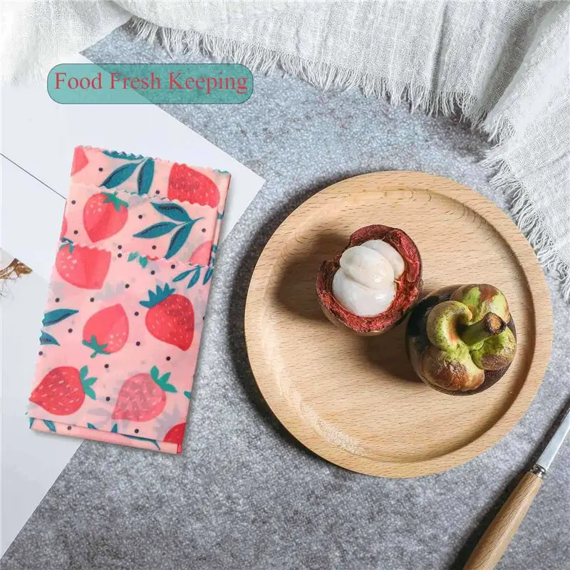 B62B-4Set Reusable Beeswax Cloth Wrap Food Fresh Bag Lid Jungle Party Bees Wax Wrap For Sandwich Cheese
