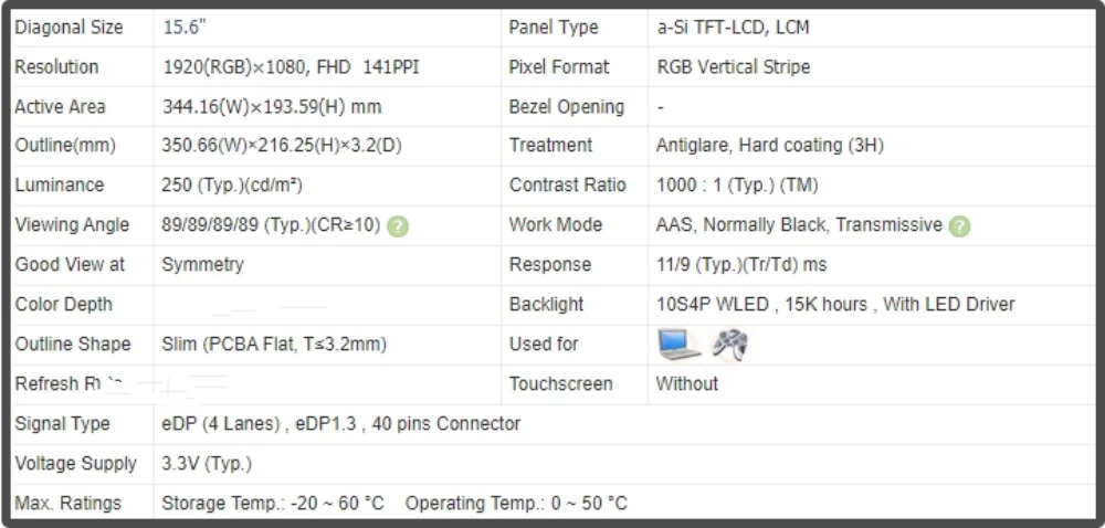 شاشة عرض LCD غير تعمل باللمس ، من من من من فضلك ، بوصة ، FHD ، x ، IPS