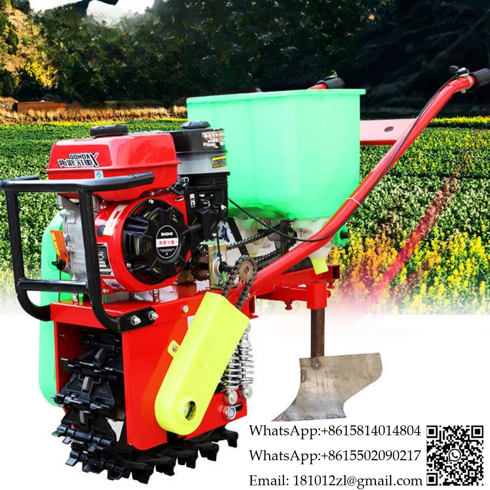 Agricultural gasoline small chain-rail topdressing micro-cultivator single-wheel tiller hoe crawler ditch opener