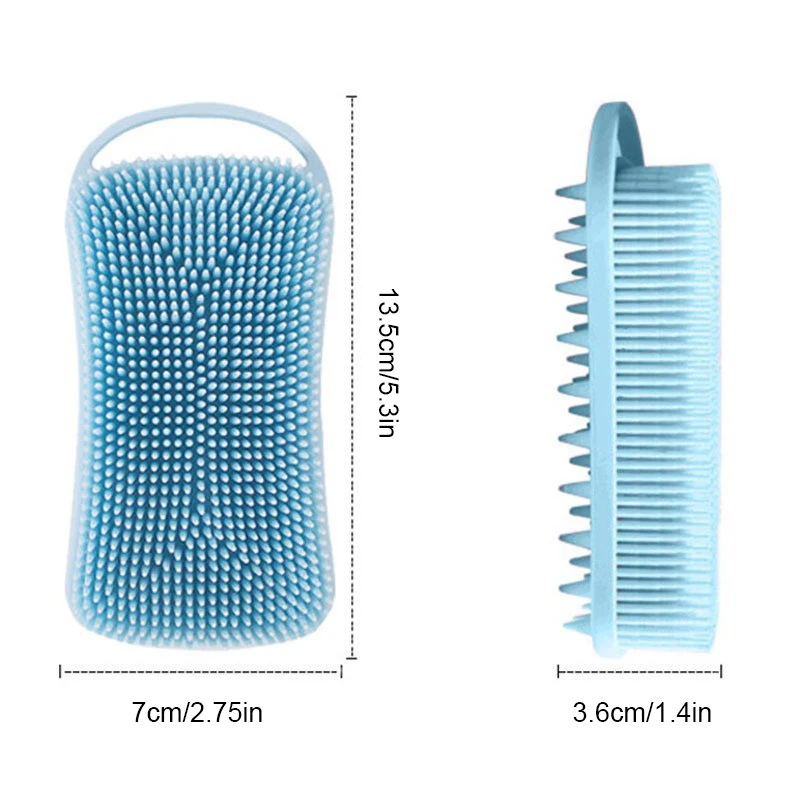 2 In 1 Silicone Shower Brush Scrubber Soft Scalp Massager Shampoo Brush Double-Sided Body Brush Foam Skin Clean Tool