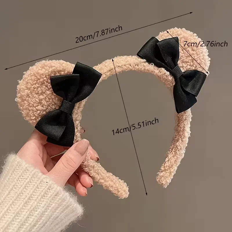 1 Stück Niedliches Cartoon-Bärenohren-Haarband - Schleifendetails, Süßer Stil Damen-Haaraccessoire – Detail 5