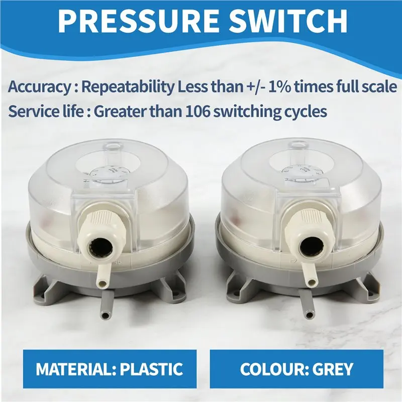 2X Air Differential Pressure Switch 50-500Pa Adjustable Micro- Pressure Air Switch-AT36