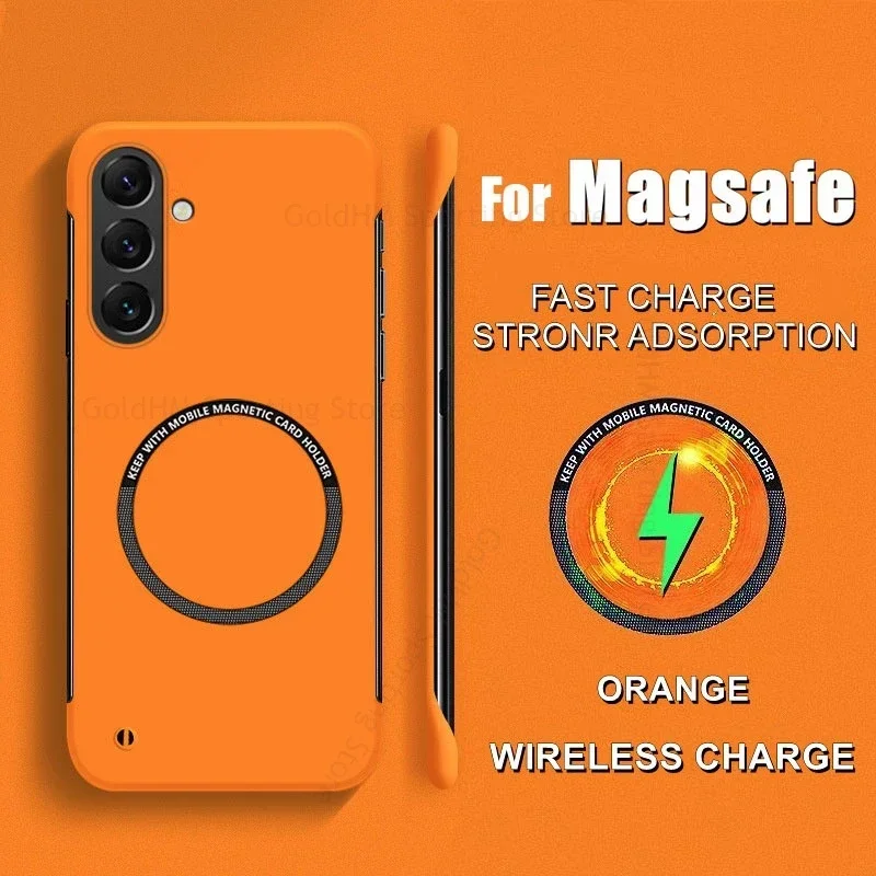 

NewFun для Samsung S25 Edge S24 Ultra для Magsafe Магнитный безрамный чехол для Galaxy S23 Ultra S21 S20 S10 S25 Plus PCHard Cover
