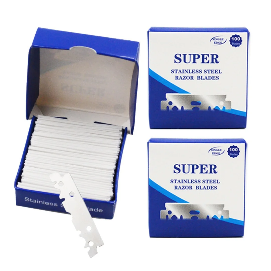 500PCS Single-sided Razor Blades Men's Safety Shaver Stainless Steel Manual Razor Blade Barbershop Shaving Supplies