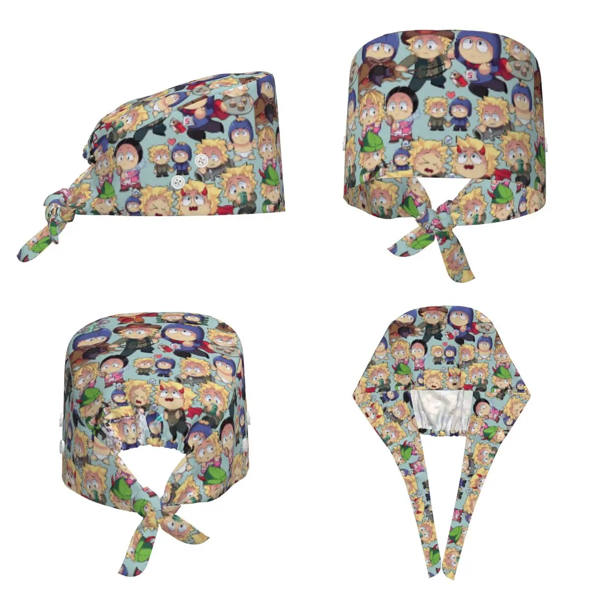 Czapka chirurgiczna South Park – Tweek X Craig, kolaż, czapka robocza, unisex, regulowana, czapka pielęgniarska dla dentysty