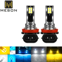 Luzes de nevoeiro super brilhantes do carro, lâmpada de LED, luz diurna, amarelo, branco, H4, H1, H3, H7, H8, H11, 9005, HB3, 9006, HB4, 3030SMD, 12V, 2 PCes