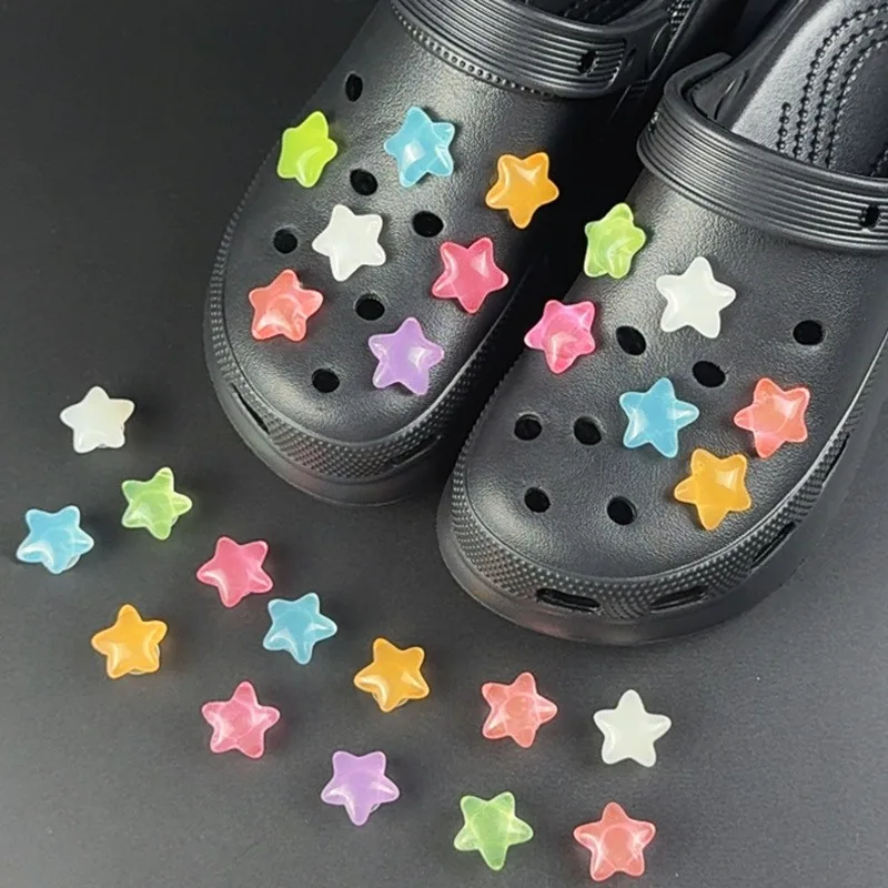 7/14PCS Fashion Shoe Charms Set Accessories Hole Shoe Buckle Luminous Starfish DIY 3D Shoes Decorations for Bogg Bag Gift