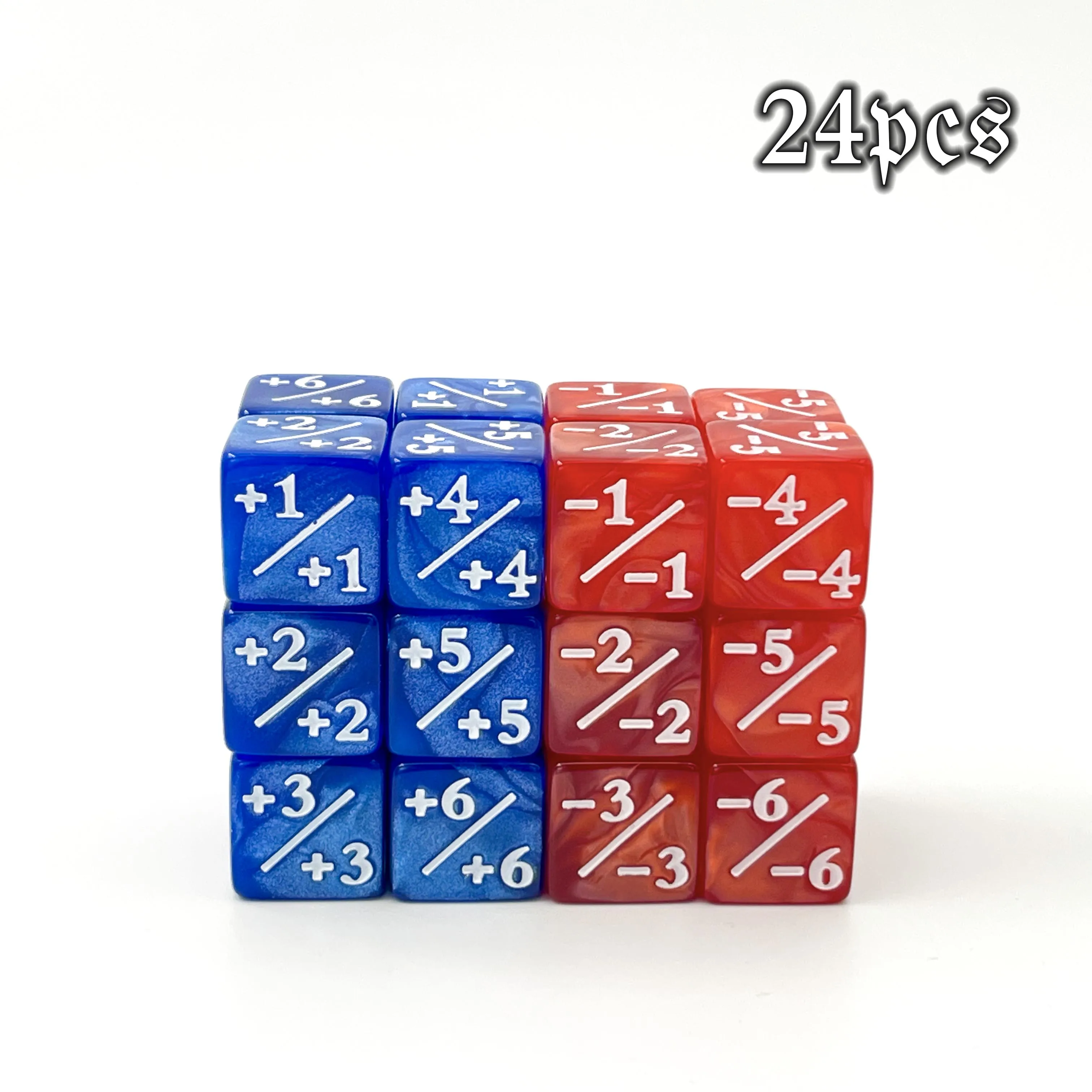 24 Buah MTG Penghitung Dadu Ajaib Penghitung Pertemuan Token Kehidupan Negatif Ditambah Satu Set Dadu untuk MTG, TCG, Aksesori Permainan Kartu