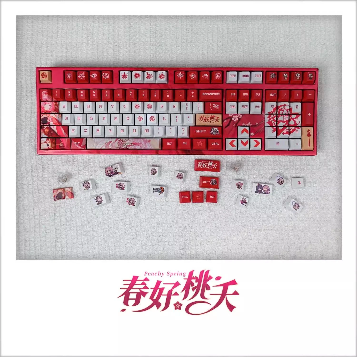 New Elysia 128 PBT Keycaps Honkai Impact DYE Sublimation Key Cover Cherry Cross MX Switch Key Caps for Mechanical Keyboard Gift