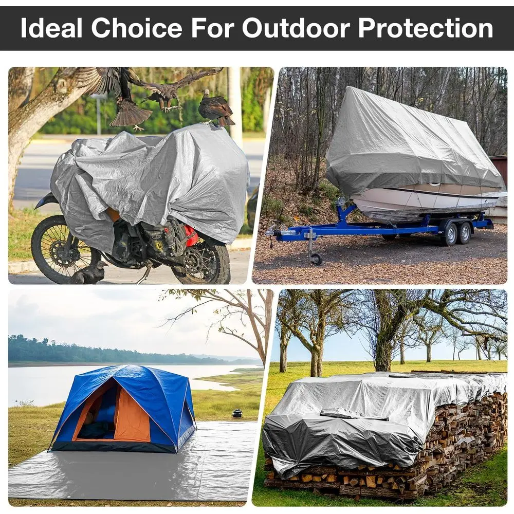 10x20FT Heavy-Duty Waterproof Tarps - UV Protected, All-Weather Cover for Shelters and Camping, Green/Brown