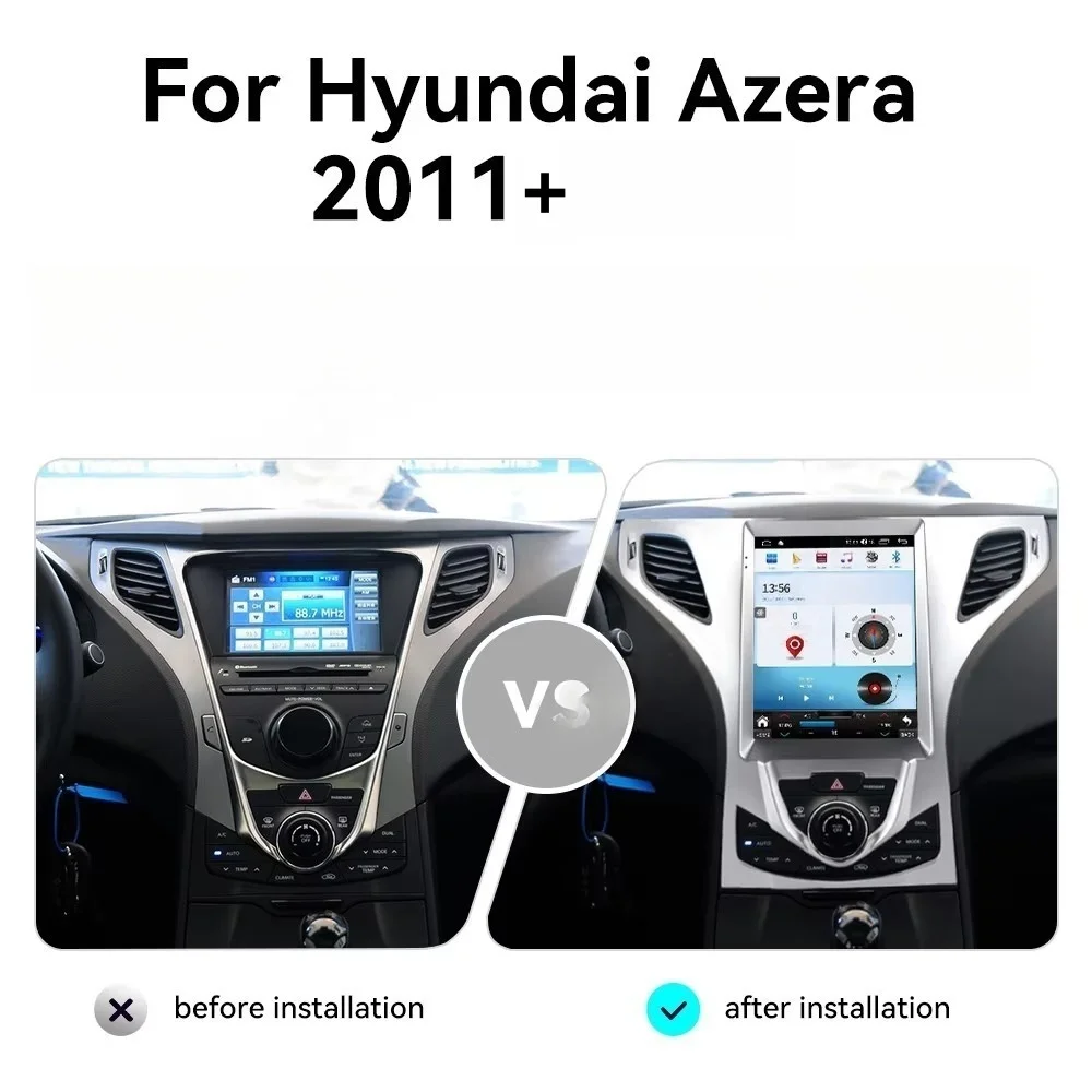 10.4 inch Android 14 Screen For Hyundai Azera 2011+ Android Auto Carplay Touch Screen Car Radio Multimedia Player Navigation