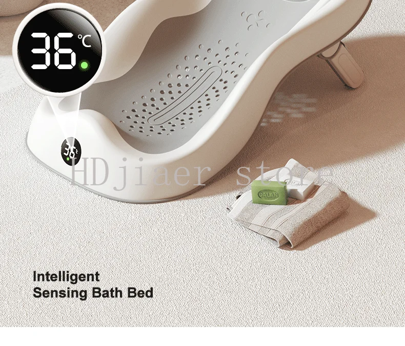 Foldable Baby Bath Sling Cushion, Adjustable Sit/Lie Bath Support Rack, Newborn Shower Bath Tub Accessory