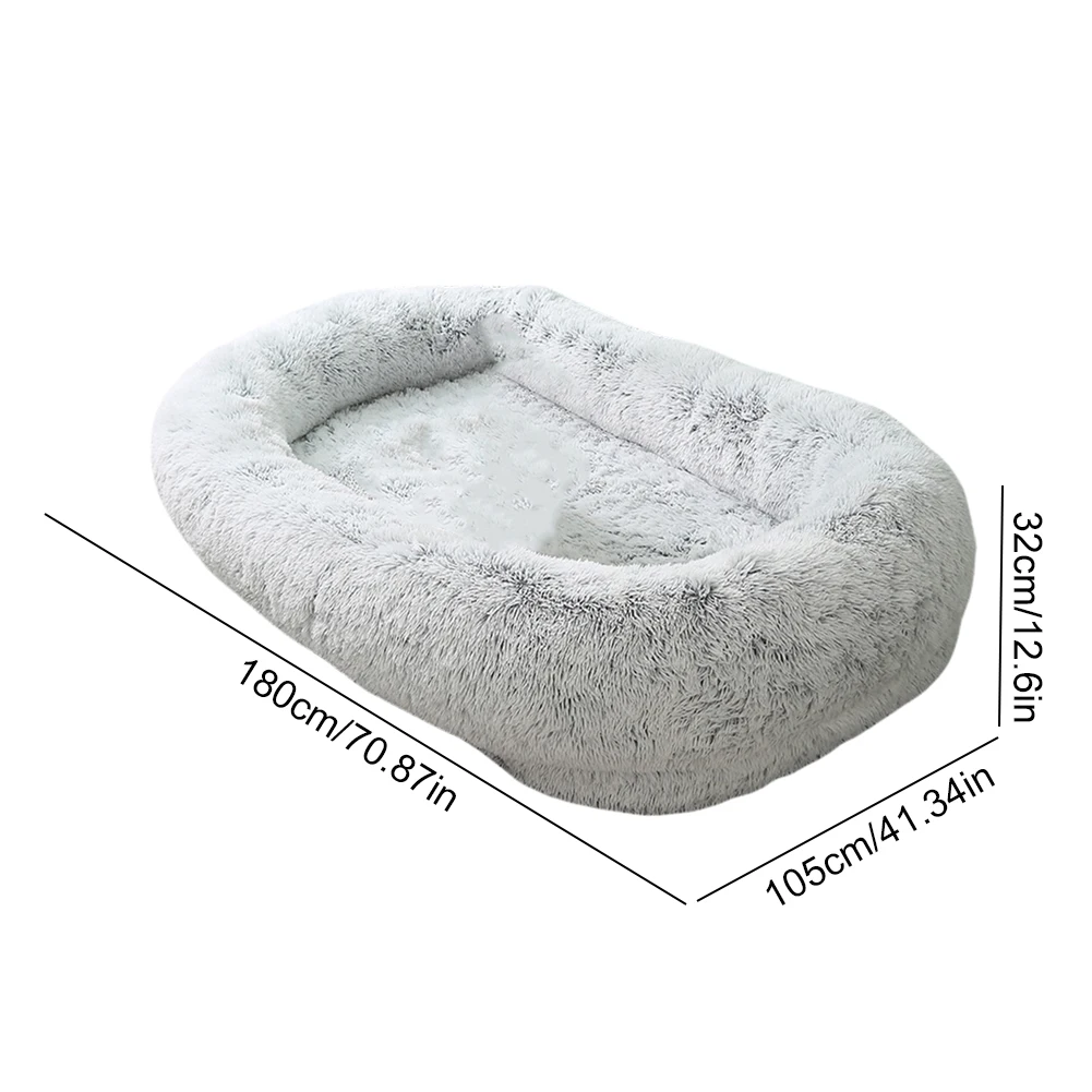 Human Size Giant Dog Bed Adult Nap Bed Kennel Long Plush Large Pet Bed Warm Mat Sofa for Adults Human