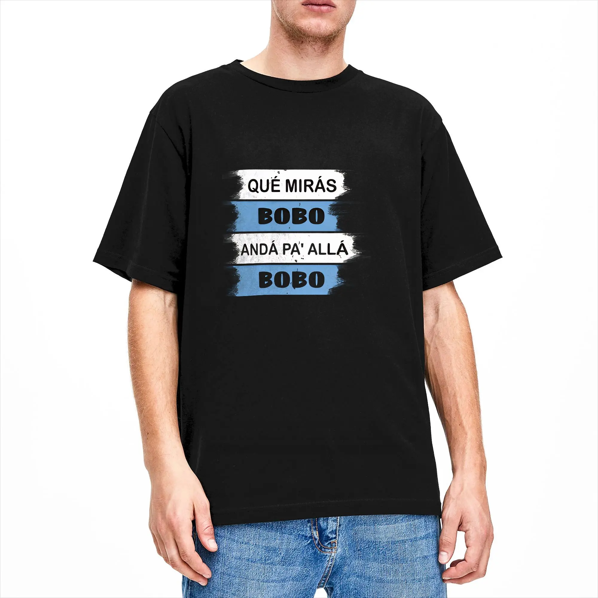 QUE MIRAS BOBO ANDA PA ALLA BOBO Pure Cotton T Shirt For Male Summer Aesthetic T Shirts Crew Neck Harajuku Tee Shirt Oversize