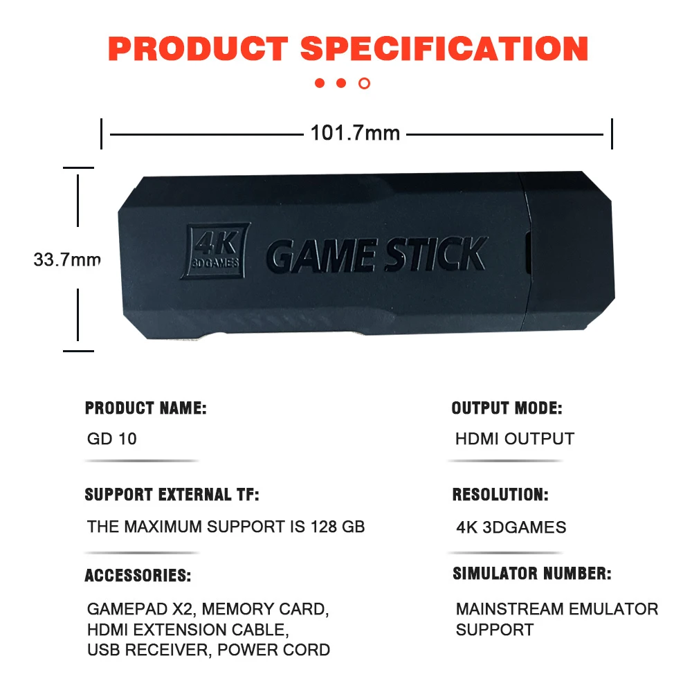 Imagem -03 - Jogo Vara Gd10 4k hd Saída tv Jogo Vara p3 Recarregável 2.4g sem Fio Dual Handle Portátil Vídeo Game Console para Psp Ps1 N64