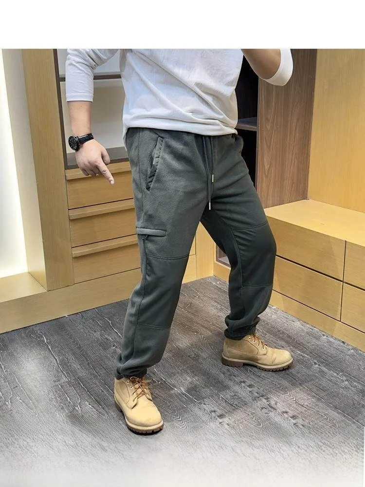 

Outdoor Men's Fce Lined Dstring Casual Pants Warm Thermal Autumn Winter Loose Fit Youthful Sle Daily Wear Long Trousers