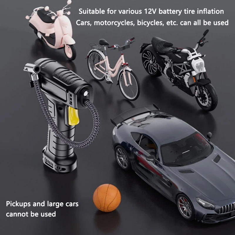 120W Handheld Air Compressor Wireless/Wired Car Air Pump Portable Tire Inflator Digital Air Compressor For Tire Inflation