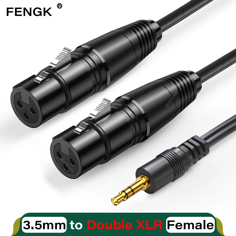 AUX 3.5mm do podwójnego kabel XLR mikrofon zrównoważony analogowy linia Audio 3.5mm Jack XLR męski żeński dla PC wzmacniacz głośnik do telefonu