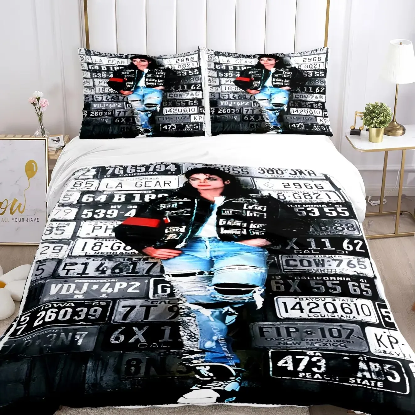 Michael J-Jackson Duvet Cover Comforter Fear Bedding set Soft Quilt Cover and Pillowcases for Teens Kid Single Double Queen King