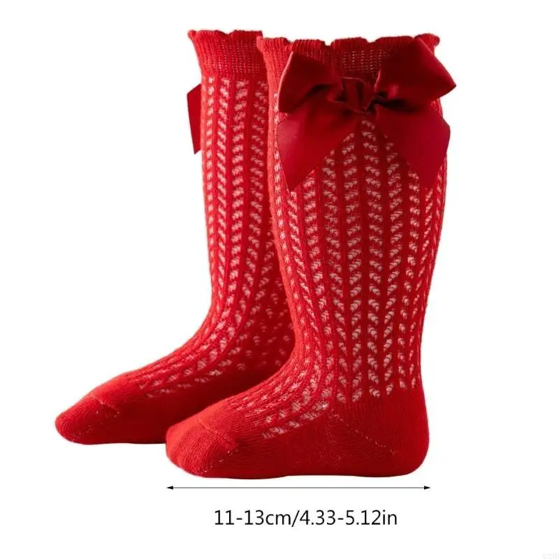 Q22D Child Knee-High Socks Bowknot Socks Universal Baby Girls Cotton Socks