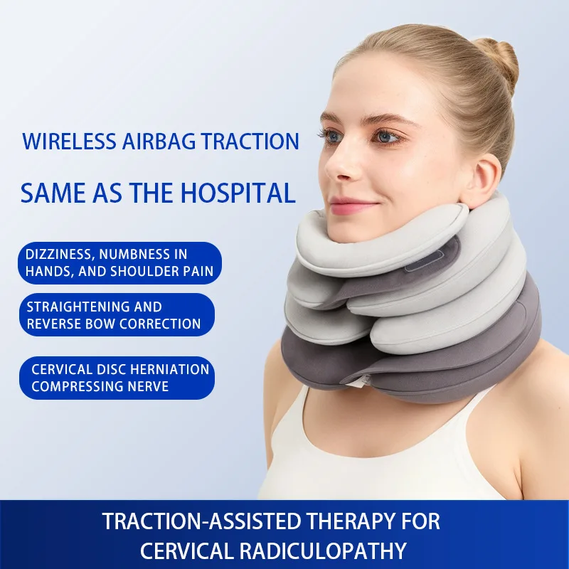 Upgraded inflatable neck brace traction household neck protector stretcher neck cover comfortable correction of cervical spine