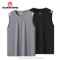 (L-8XL)Queshark Men Ice Silk Quick Dry Cycling Vest Breathable Sleeveless Shirt for Gym, Sports & Running Fitness Tank Tops