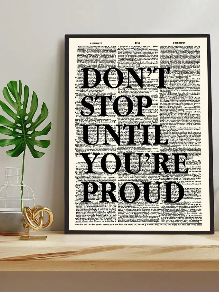 Retro ’Don't Stop Until You're Proud' Inspirational Text Canvas Prints Quotation Wall Art Posters for Bedroom Living Room Decor