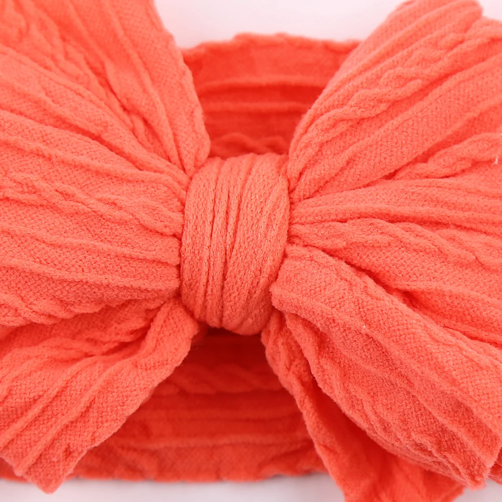 20Pcs/Lot Solid Cable Bow Baby Turban Headband Kids Nylon Layers Elastic Headwraps Newborn Boy Girl Hair Band Accessories