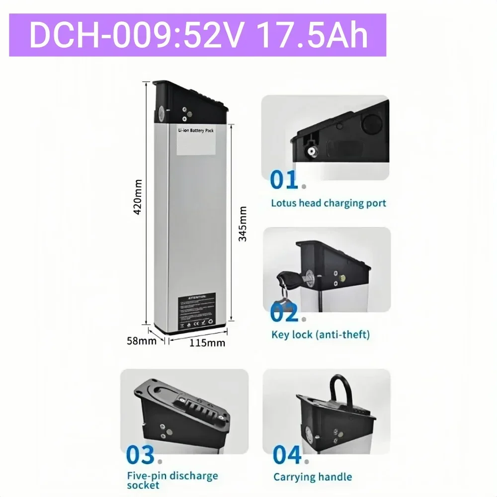 Aleaivy Für Engwe EP-2 Pro Motor X Motor Pro Batterie 48V 17,5Ah 16Ah 13Ah Ersatz Batterie MATE X Ginghma R7 Pro 5