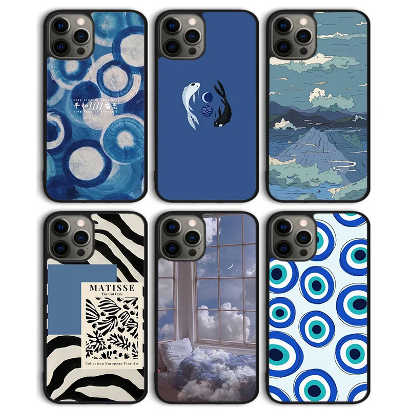 fifty shades of blue pastel Phone Case Cover For iPhone 16 15 SE2020 6 7 8 plus 11 12 mini 13 14 pro max  coque