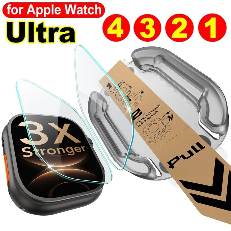 1-3Pcs Tempered Glass for IWatch Ultra4 Ultra3 49MM Protective Film Automatic Kit Screen Protectors for Apple Watch Ultra 4 3 2