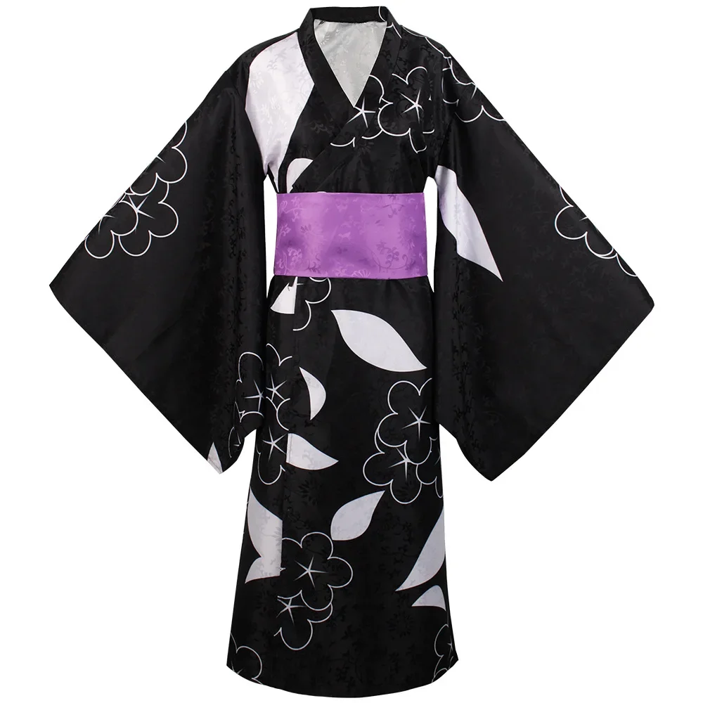 Kitagawa Marin Cosplay Costume Black and Purple Patterned Kimono Japanese Kimono Halloween Carnival Party Dress for Women Girls