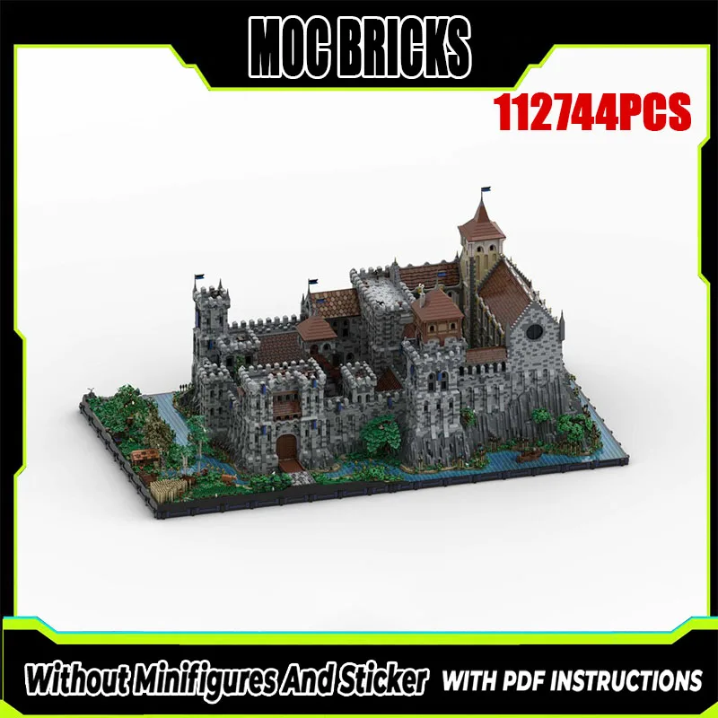 Moc Model architektury Cegła Średniowieczny zamek Technologia Modułowe klocki Prezent Zabawki świąteczne Zestaw DIY Montaż