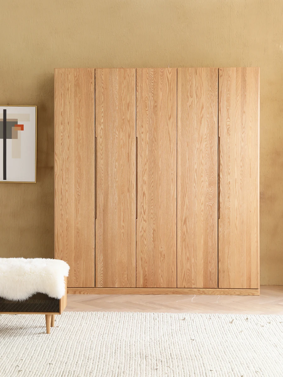 Full solid wood wardrobe Nordic minimalist bedroom wardrobe