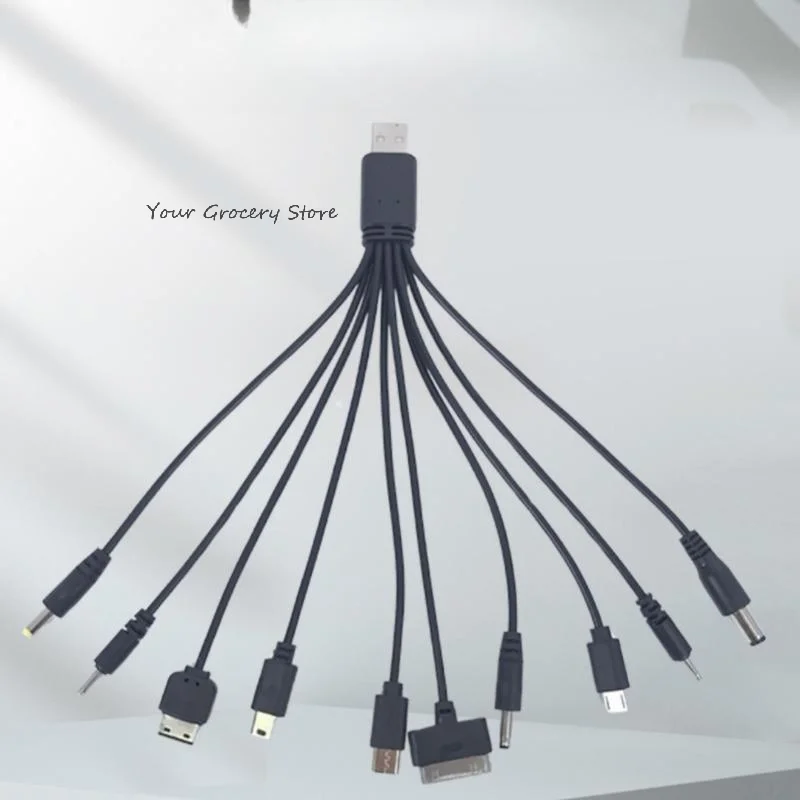 

1Pcs 20cm Usb Power Charging Cable Wire Cord For Phone Universal 10 In 1 Micro USB DC Mobile Phone Charger Adapter Plug