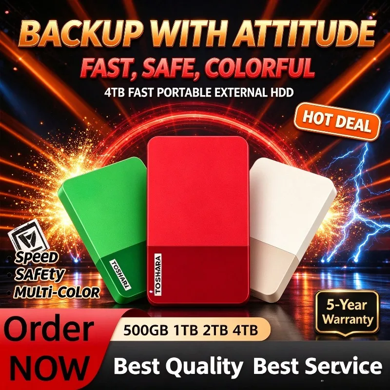 Portable 4TB External Hard Drive High Speed Disk Multi-color selection For Laptop Desktop Mac Android Phone Mobile Data Backup