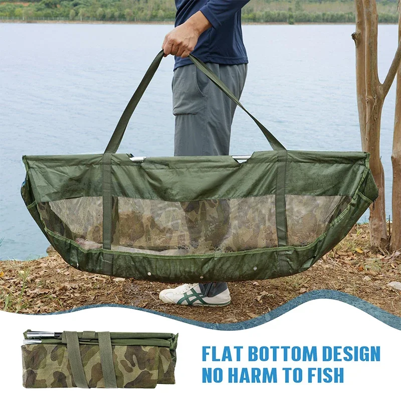 Folding Mesh Fishing Bags Fish Weigh Bags Weigh Sling Fish bag for Caught Fish Weigh in Bag for Bass Fishing